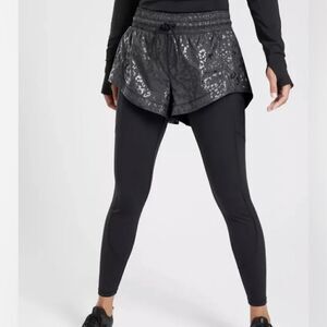 Athleta Black Rainier 2-in-1 Tight Layered Shorts Leggings Combo - Size: Small